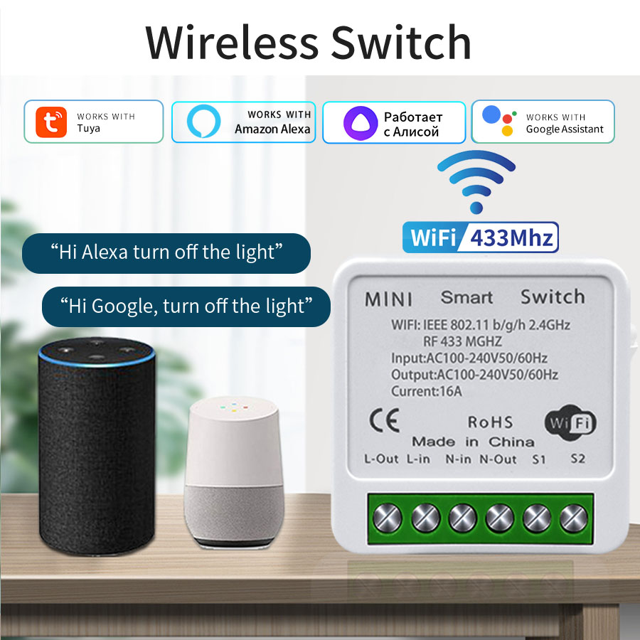 Smart Home Google - Interrupteur intelligent WiFi 16A 20A, contrôle