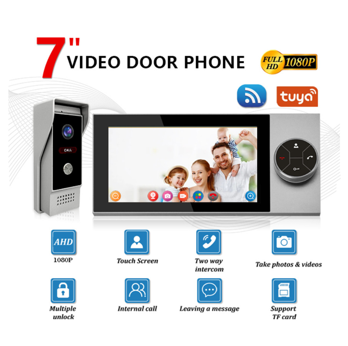 Wifi Doorbell Camera - Écran IPS 7 pouces, 2MP, application
