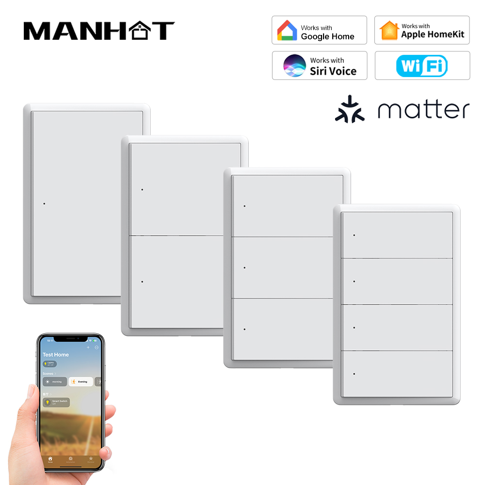 Smart Home Google - Interrupteur intelligent WiFi MANHOT Homekit sans