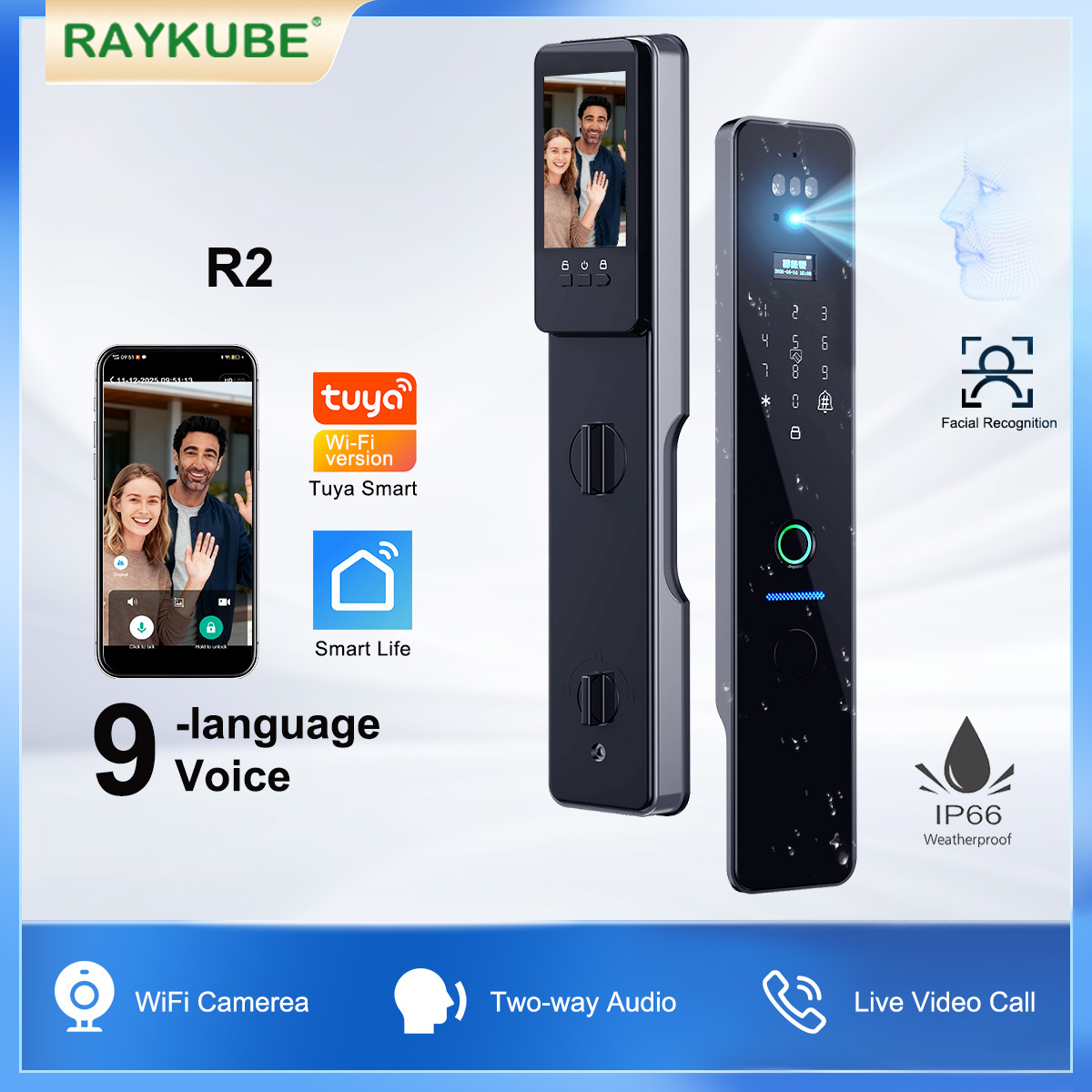 Wifi Doorbell Camera - RAYKUBE R2 IP66 étanche Tuya WiFi