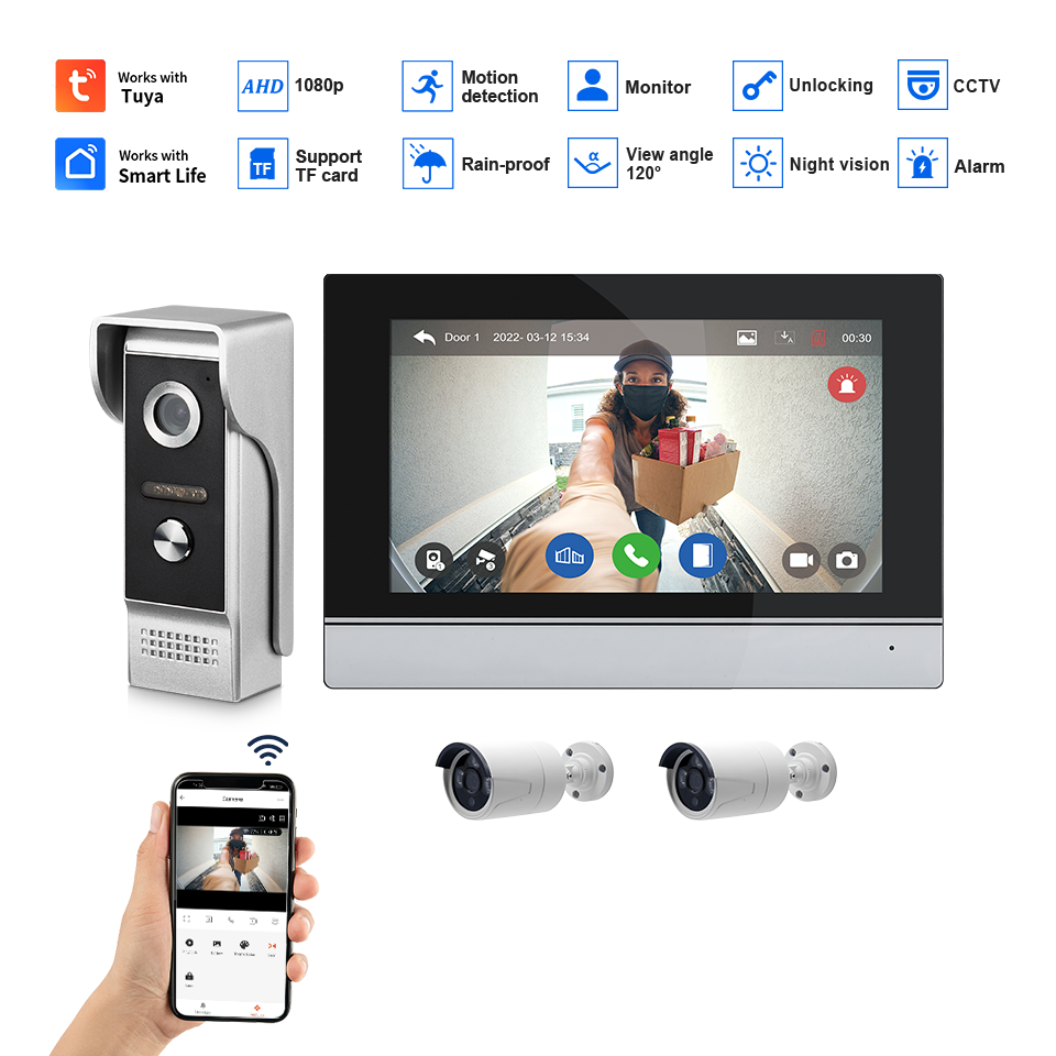 Visiophone avec écran IPS de 7 - Wifi Doorbell Camera avis et prix